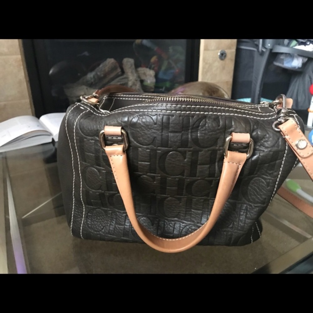 Carolina Herrera Black and Tan Crossbody Bag